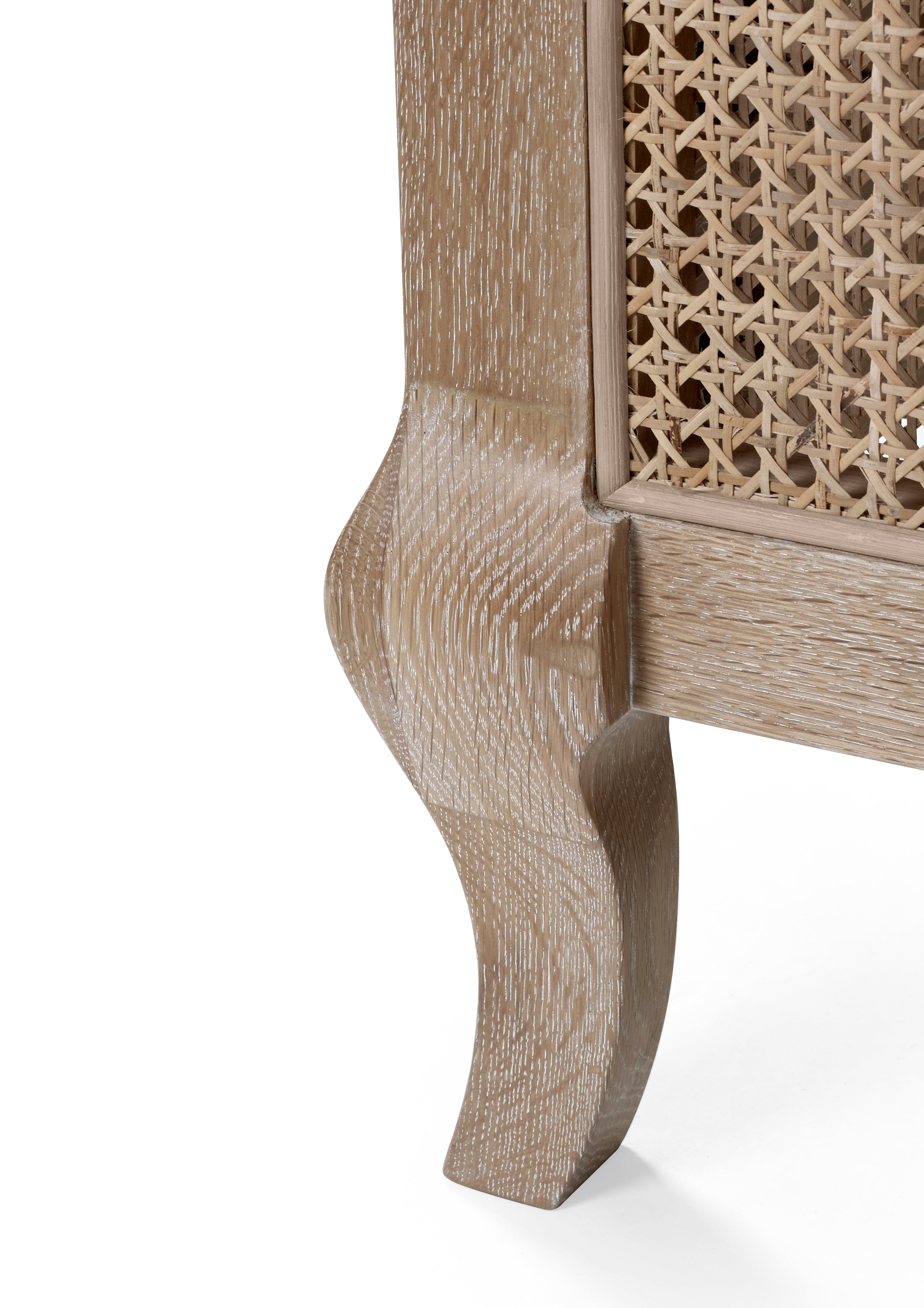 Ascot Light Oak Wood & Rattan King Bed